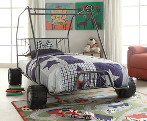 84" X 56" X 51" Twin Gunmetal Go Kart Bed