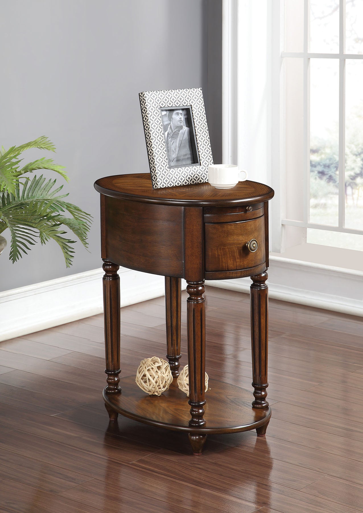 16" X 22" X 24" Dark Oak Rubber Wood Side Table