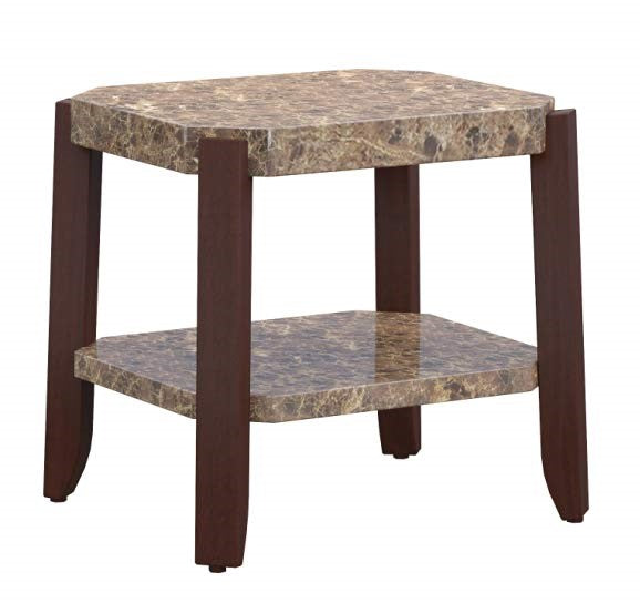 24" X 23" X 24" Faux Marble And Brown End Table