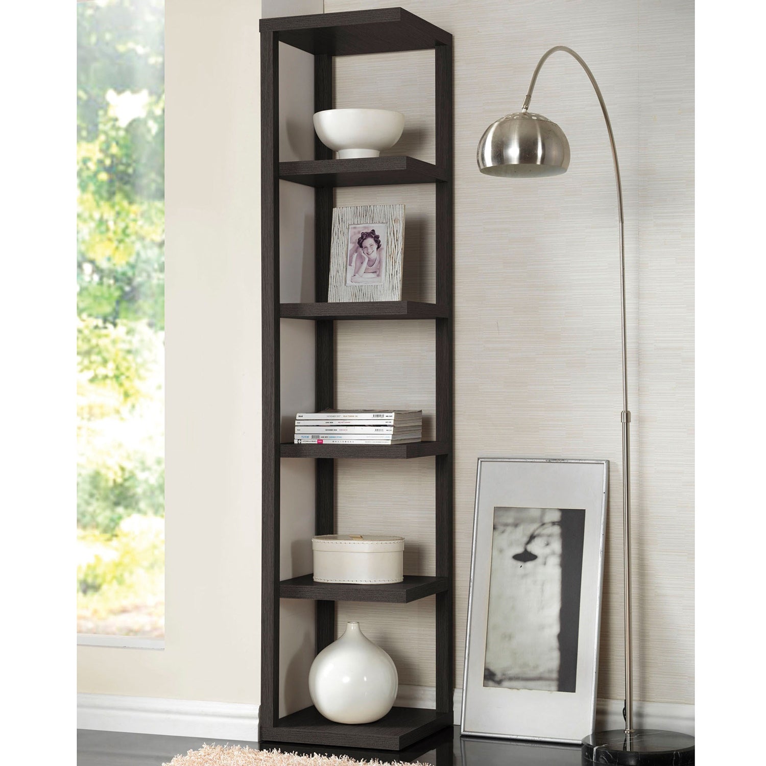 15" X 15" X 73" Cappuccino Hollow Board With Paper Bookcase