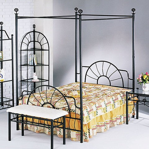 85" X 54" X 83" Full Sandy Black Headboard, Footboard And Canopy