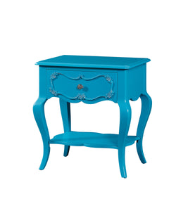 24" X 17" X 26" Turquoise Pine Wood Nightstand