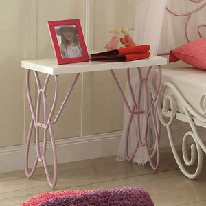 22" X 16" X 22" White  Light Purple Metal Nightstand
