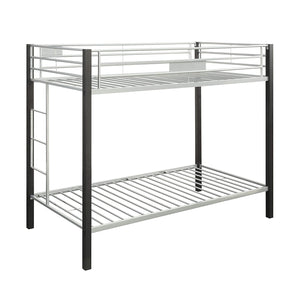 79" X 42" X 65" Twin Over Twin Silver And Brown Coffee Metal Tube Bunk Bed