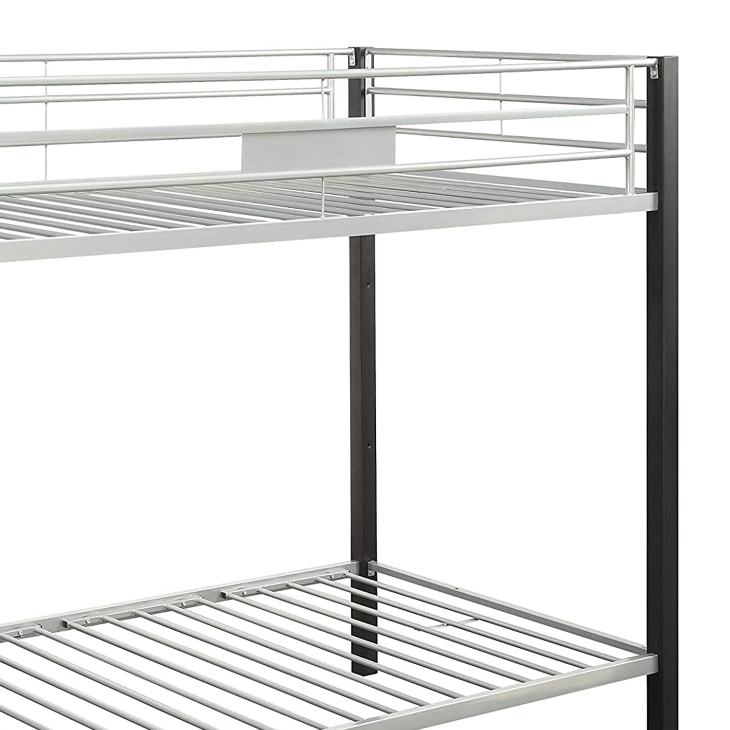 79" X 42" X 65" Twin Over Twin Silver And Brown Coffee Metal Tube Bunk Bed