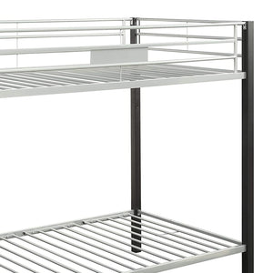 79" X 42" X 65" Twin Over Twin Silver And Brown Coffee Metal Tube Bunk Bed