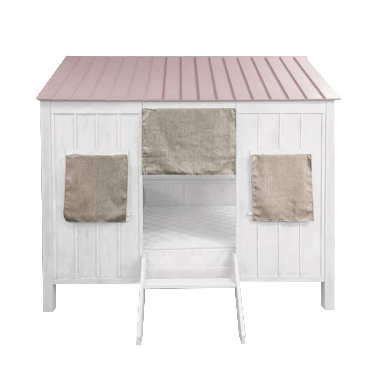 84" X 59" X 77" White And Pink Cottage Full Bed