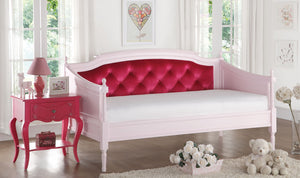 81" X 43" X 43" Magenta Velvet & Pink Daybed