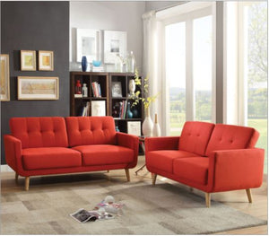74" X 31" X 35" Red Linen Sofa