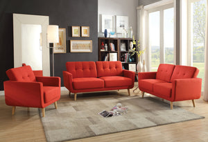 74" X 31" X 35" Red Linen Sofa