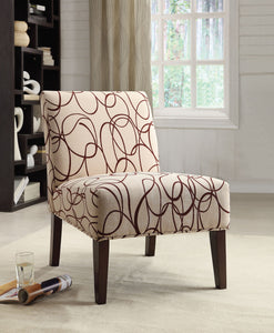 30" X 23" X 33" Fabric And Espresso Accent Chair