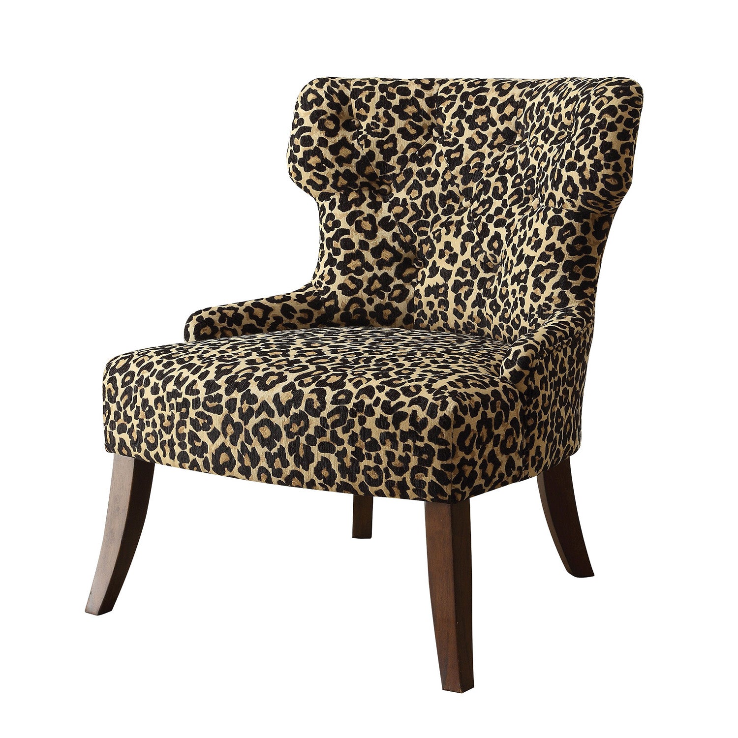 28" X 30" X 36" Leopard Fabric And Espresso Accent Chair
