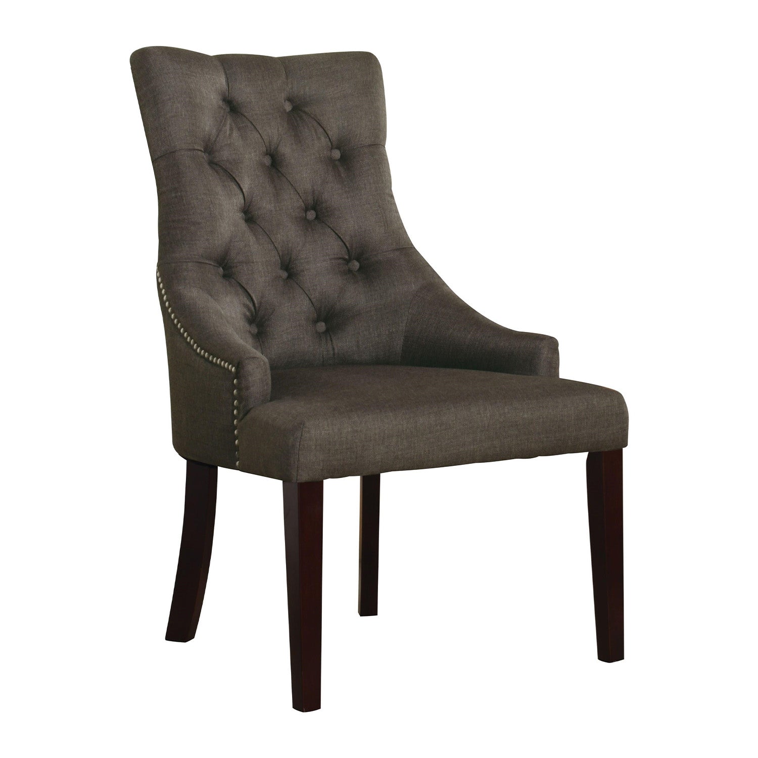 25" X 27" X 38" 2pc Gray Fabric And Walnut Side Chair