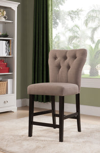 26" X 21" X 41" 2pc Light Brown Linen And Walnut Counter Height Chair