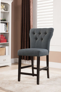 26" X 21" X 41" 2pc Gray Linen And Walnut Counter Height Chair