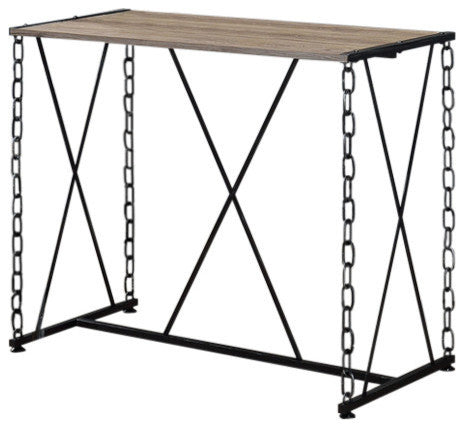 48" X 24" X 42" Rustic Oak And Antique Black Bar Table