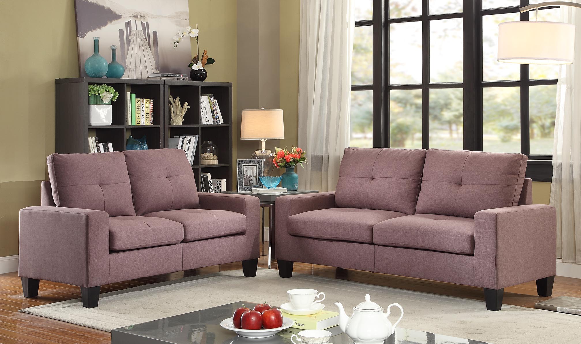 71" Chocolate Linen Platinum Sofa And Loveseat