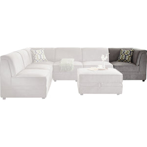 34" X 34" X 33" Gray Velvet Wedge And 1 Pillow