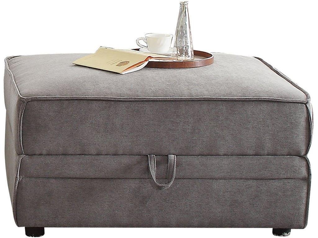 30" X 34" X 19" Gray Velvet Ottoman With Storage