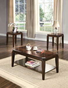 1" X 1" X 47" 3Pc Walnut Poplar Wood Pack Coffee And End Table Set