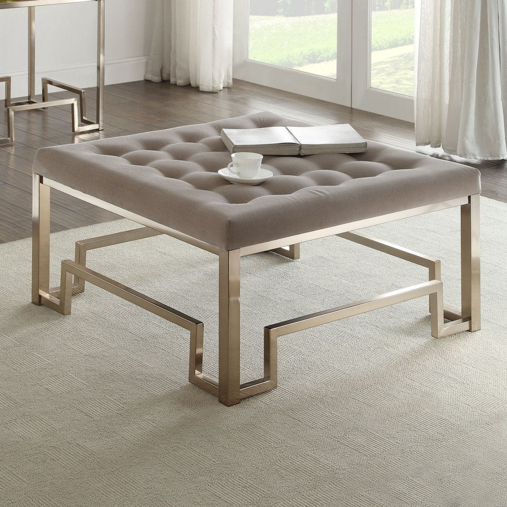 36" X 36" X 18" Fabric And Champagne Cocktail Ottoman