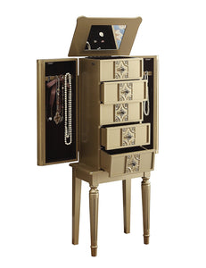 16" X 10" X 40" Gold Mirror Jewelry Armoire