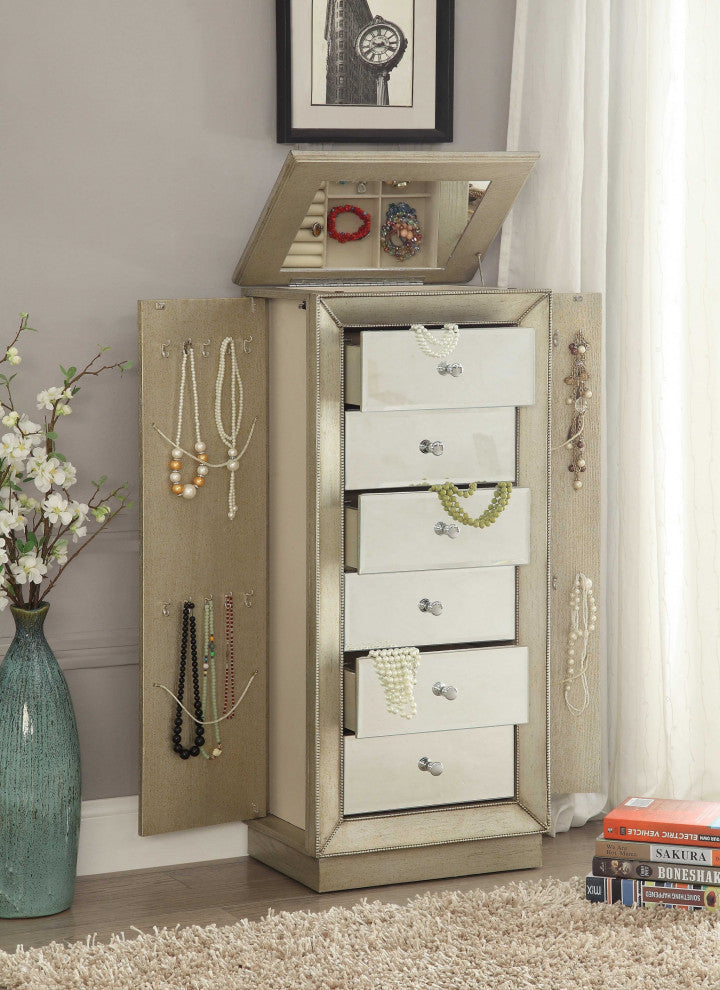 18" X 12" X 38" Antique Gold Jewelry Armoire