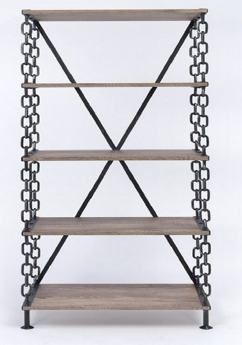 40" X 18" X 72" Rustic Oak And Antique Black Long Side Pier