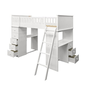 79" X 42" X 66" White Wood Loft Bed