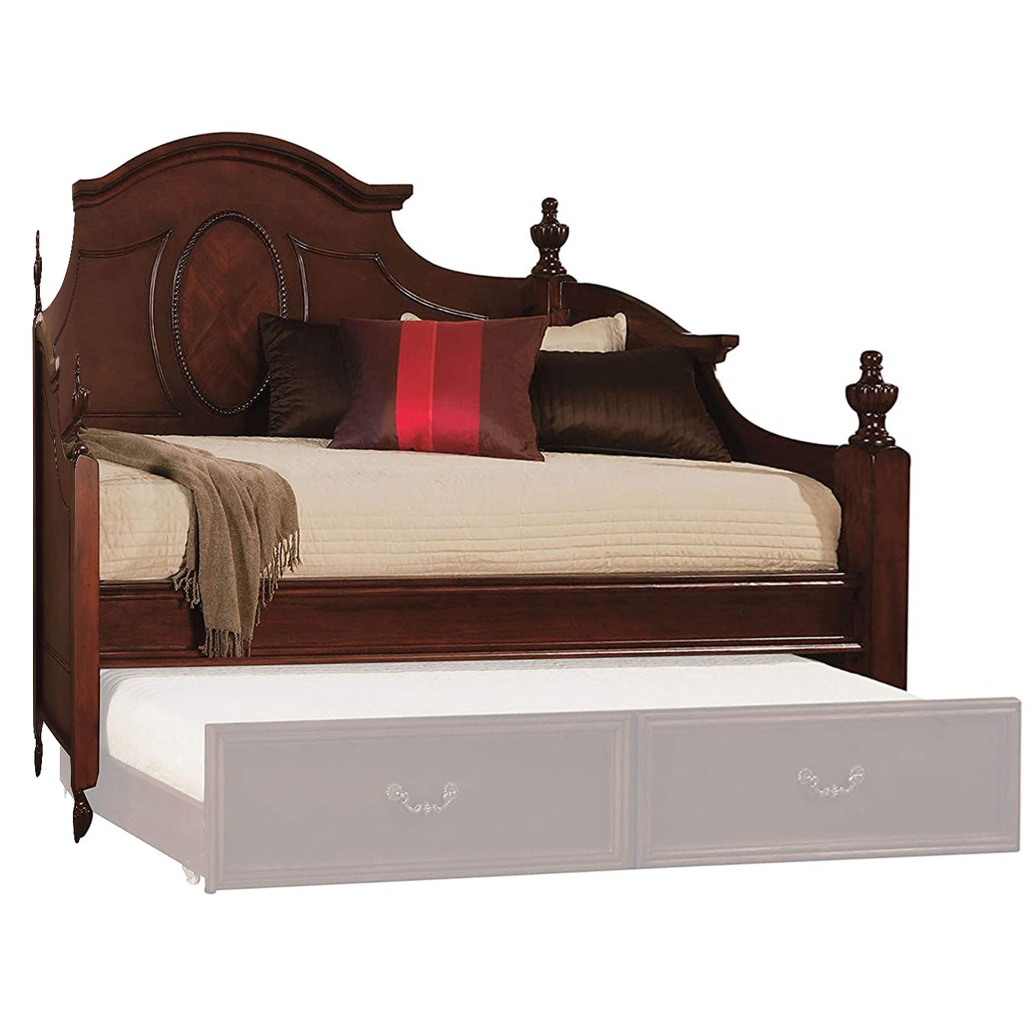 83" X 43" X 56" Cherry Pine Wood Twin Daybed