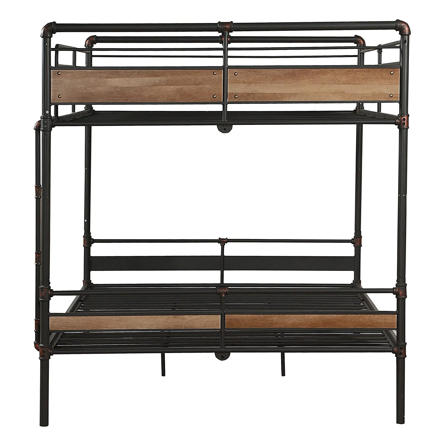 83" X 65" X 68" Sandy Black  Dark Bronze HandBrushed Queen Over Queen Bunk Bed