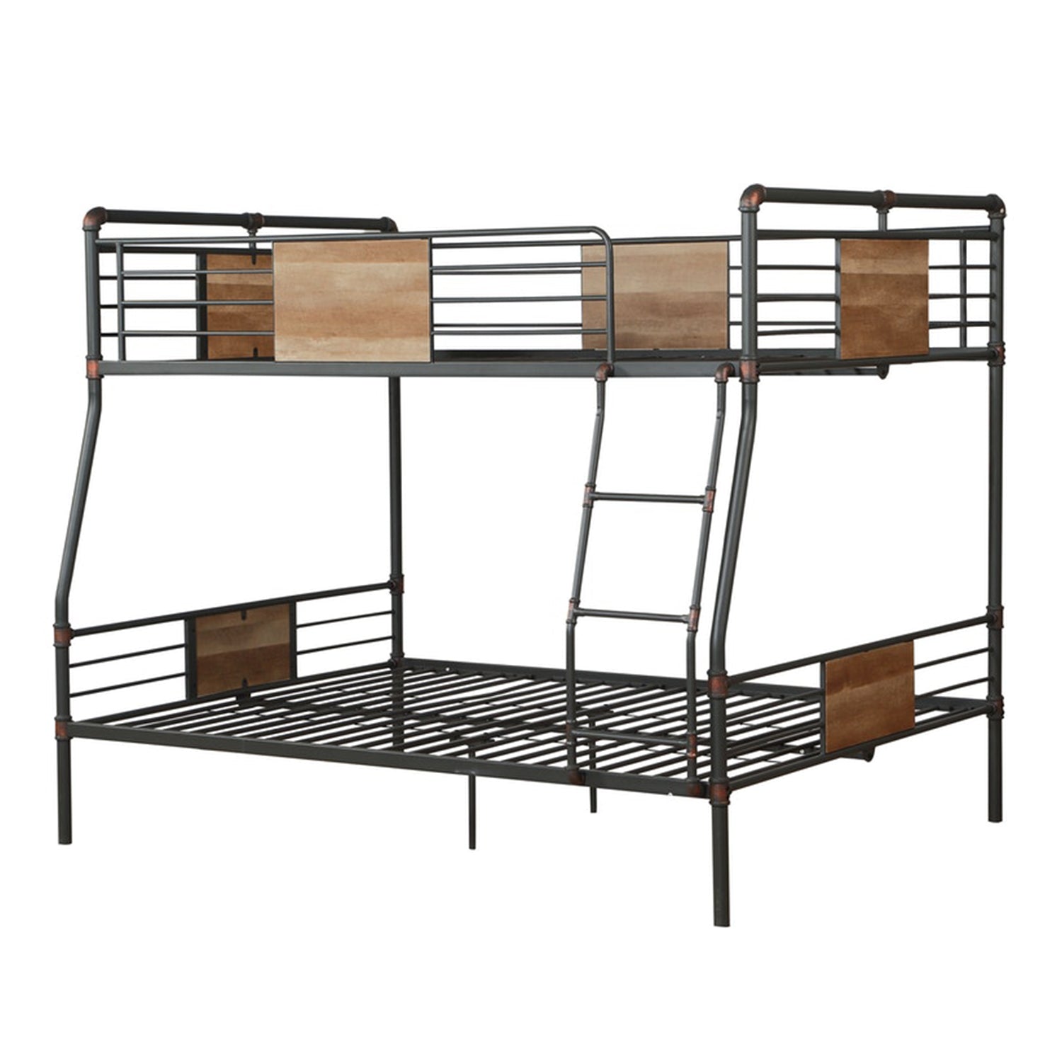 83" X 65" X 68" Sandy Black  Dark Bronze HandBrushed Full Xl Over Queen Bunk Bed