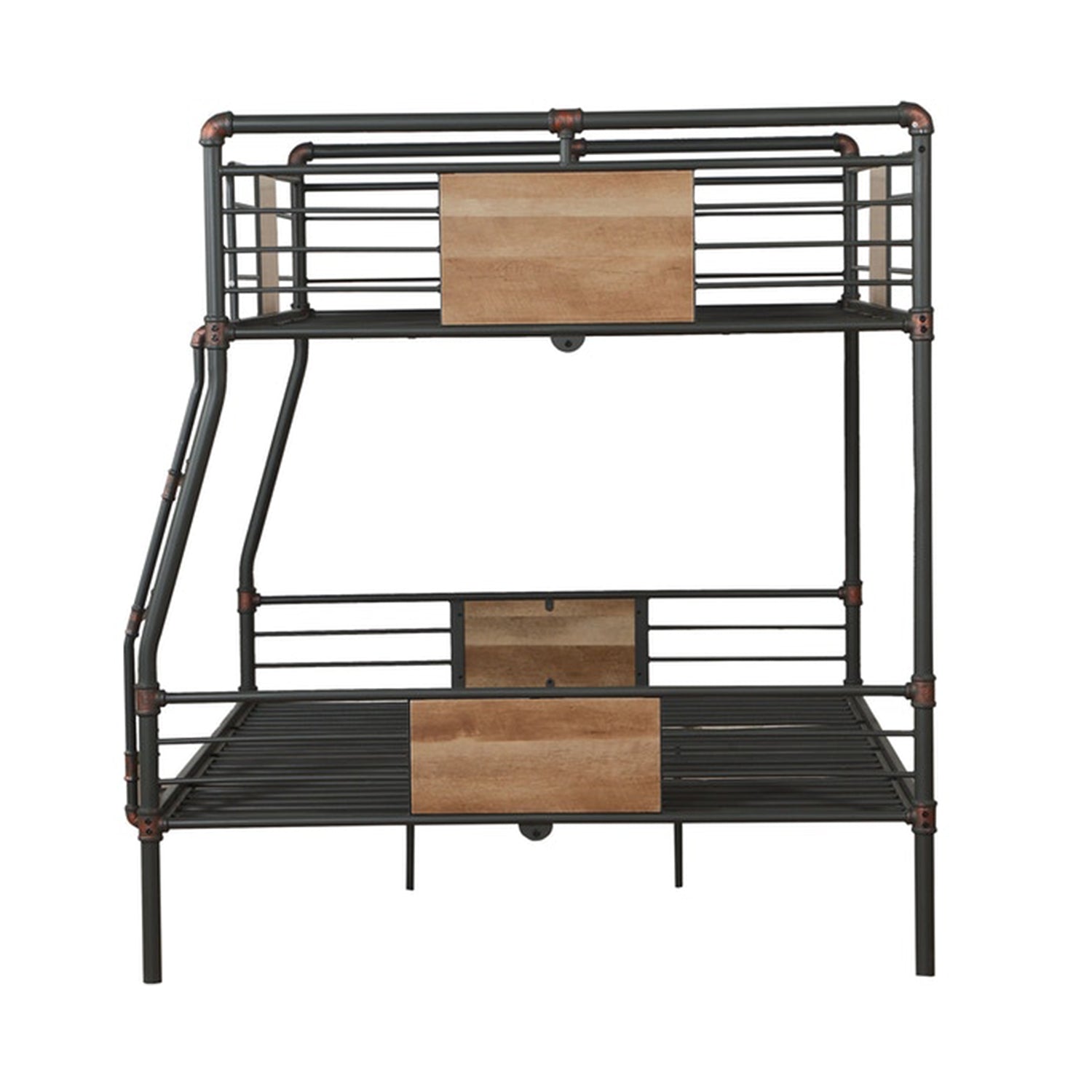 83" X 65" X 68" Sandy Black  Dark Bronze HandBrushed Full Xl Over Queen Bunk Bed