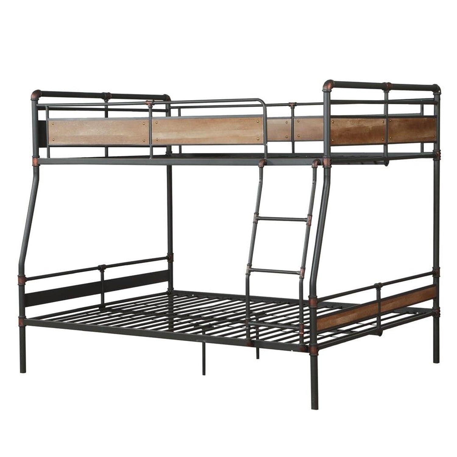 83" X 65" X 68" Sandy Black  Dark Bronze HandBrushed Full Xl Over Queen Bunk Bed