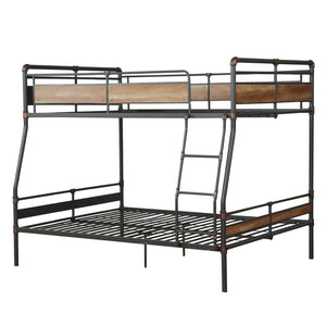 83" X 65" X 68" Sandy Black  Dark Bronze HandBrushed Full Xl Over Queen Bunk Bed