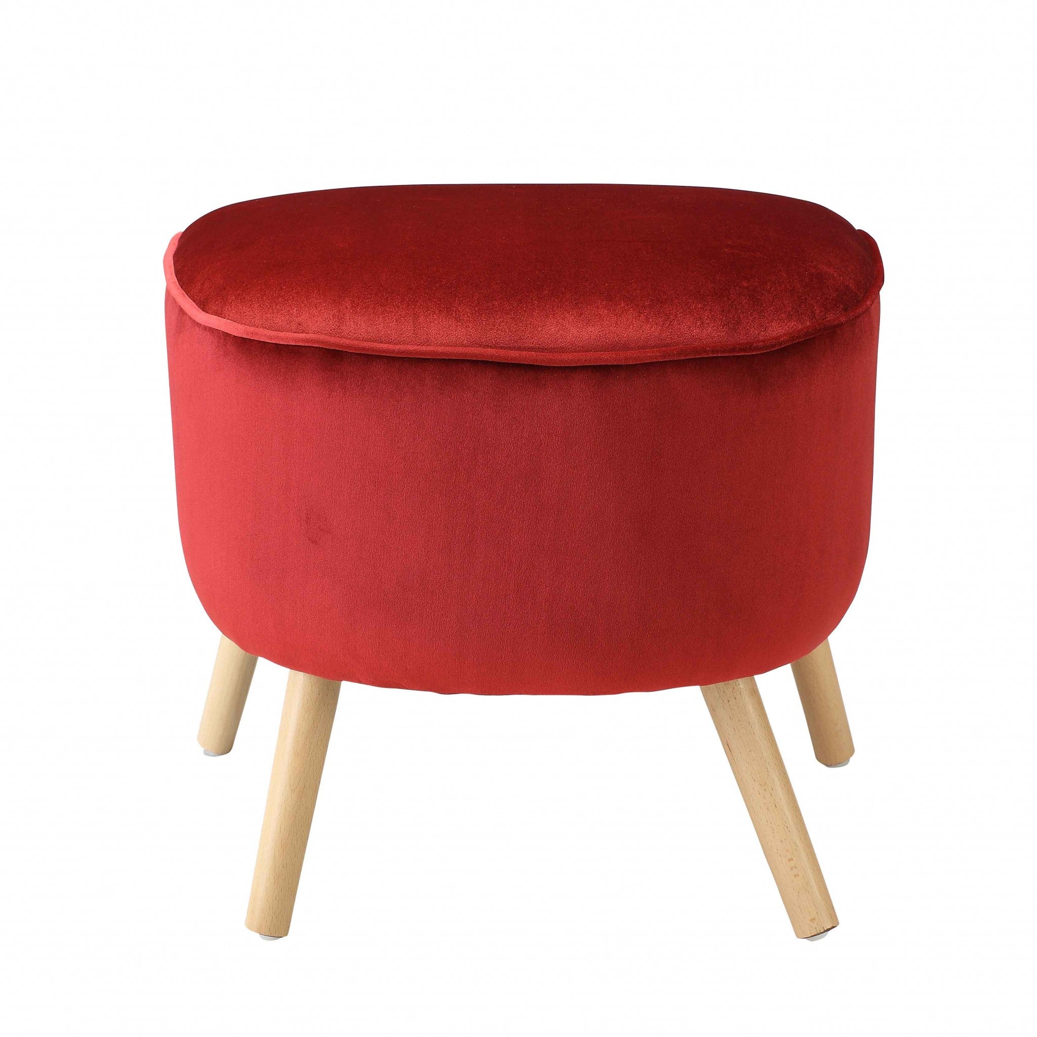 22" X 21" X 20" Red Velvet Ottoman