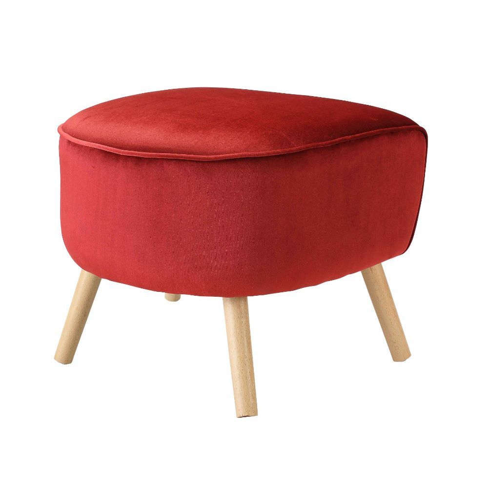 22" X 21" X 20" Red Velvet Ottoman
