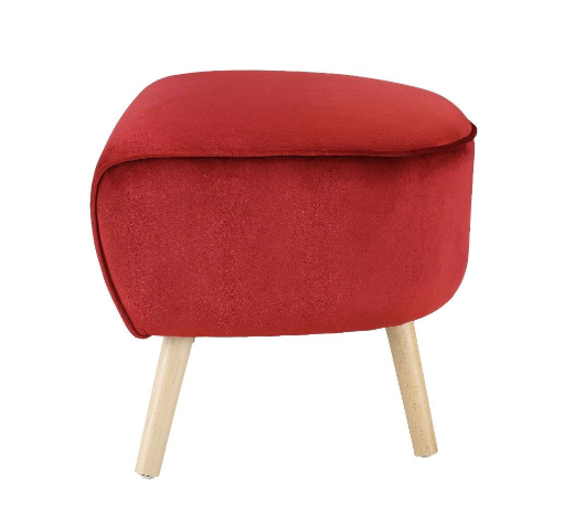 22" X 21" X 20" Red Velvet Ottoman