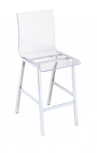 19" X 16" X 39" Acrylic And Chrome Counter Height Chair