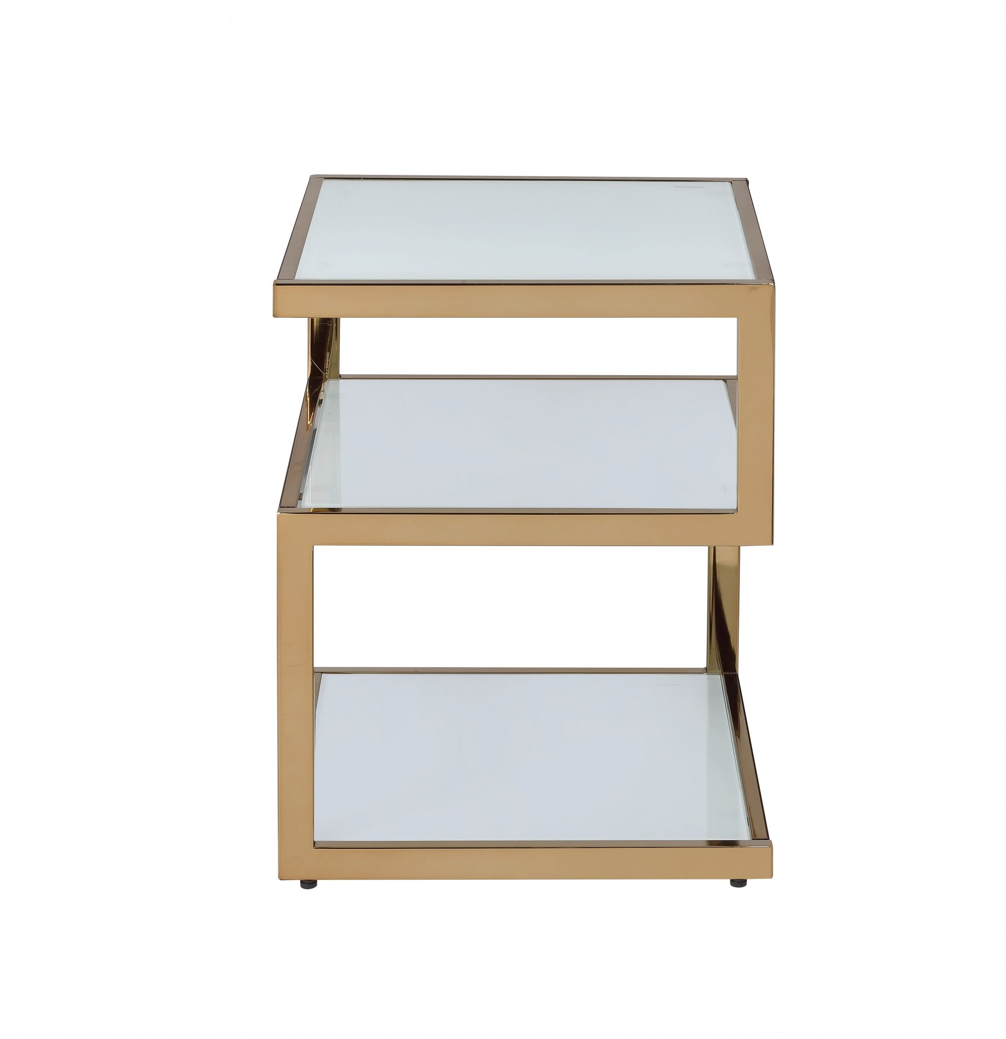 16" X 16" X 21" Frosted Glass Champagne End Table