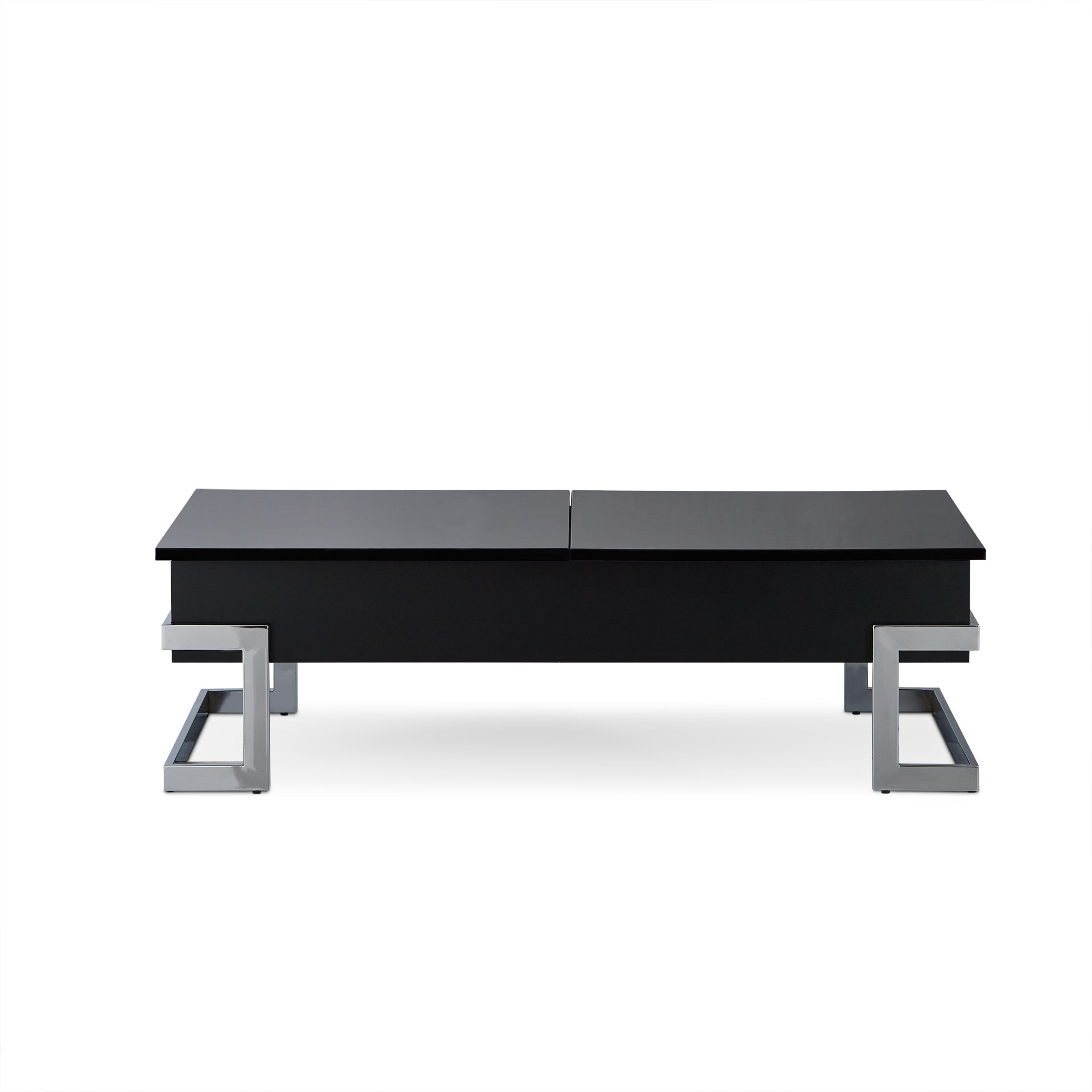 47" X 20" X 14-24" Black And Chrome Particle Board Coffee Table