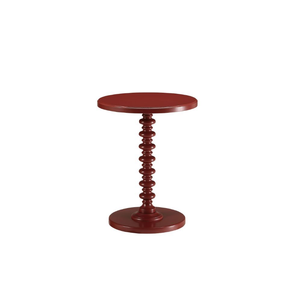 17" X 17" X 22" Red Solid Wood Leg Side Table