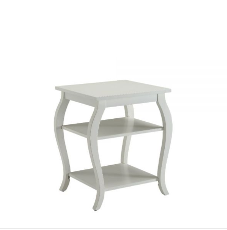 20" X 18" X 23" White Solid Wood Leg End Table