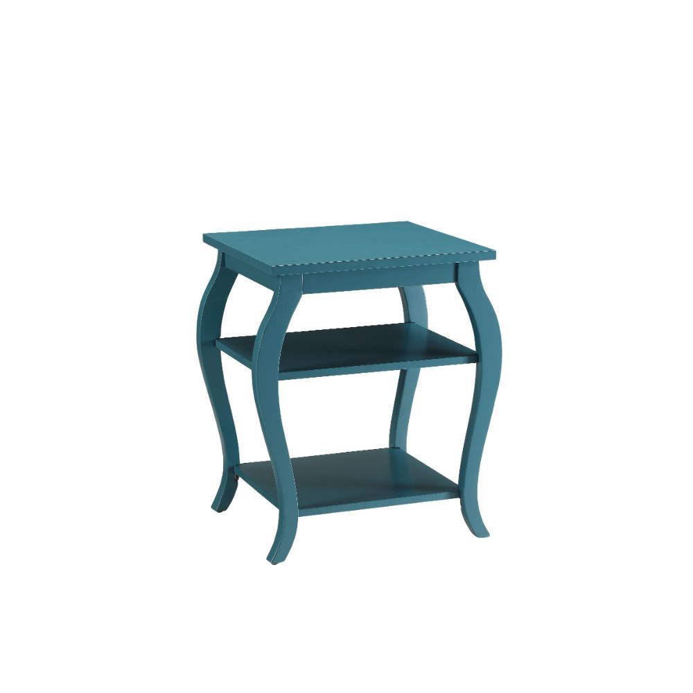 20" X 18" X 23" Teal Solid Wood Leg End Table