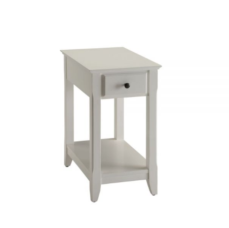 13" X 22" X 23" White Wood Veneer Side Table