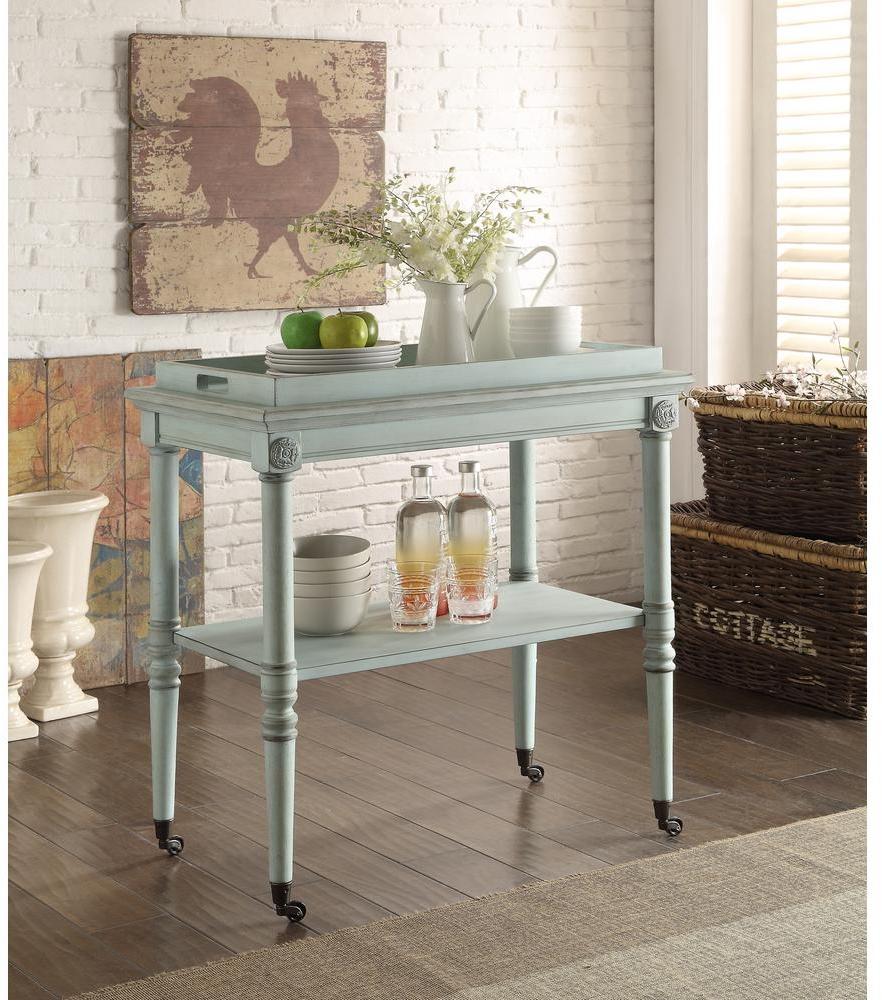 30" X 18" X 32" Antique Green Mdf Tray Table