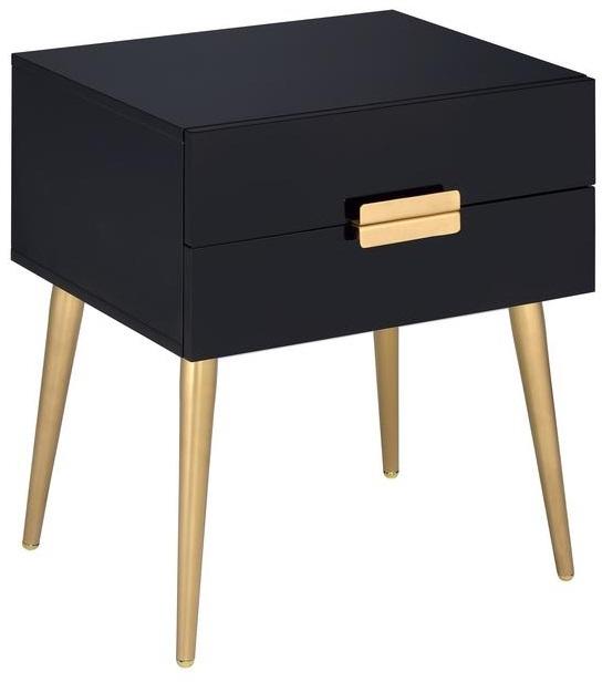 20" X 16" X 24" Black And Gold Metal End Table
