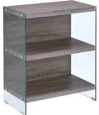 24" X 12" X 30" Clear Glass And Gray Oak  Bookcase
