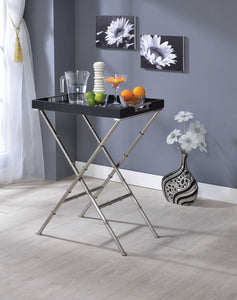 24" X 15" X 31" Black Wood Tray Table