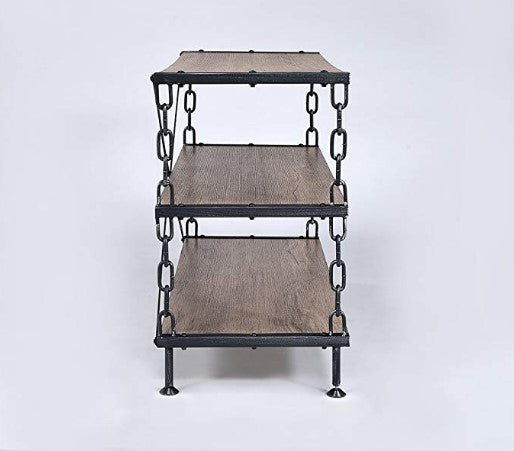 48" X 18" X 31" Rustic Oak And Antique Black Tv Stand